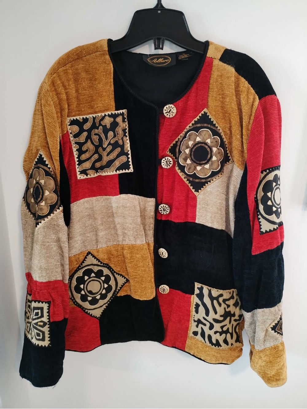 Women’s Vintage Allure Multicolor Patchwork Boho Jacket - Size Large